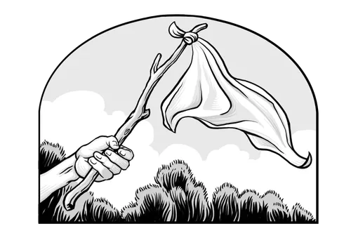 white flag on stick