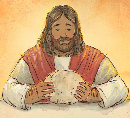 Jesus holding bread