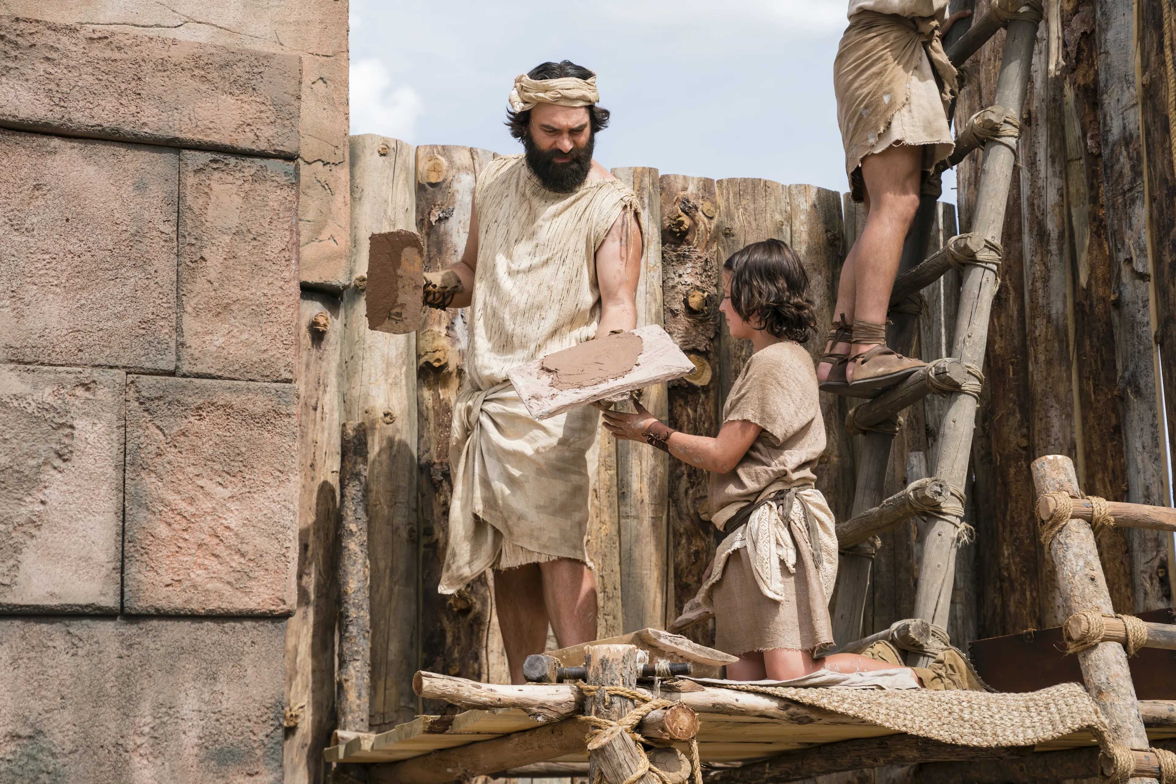 A younger King Benjamin works with his sons in the Land of Zarahemla.