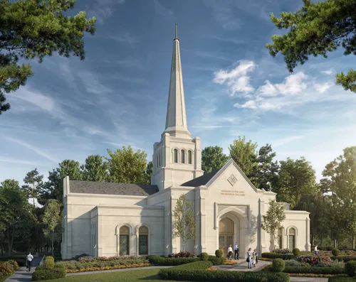 Artistic temple rendering for the Birmingham England Temple.