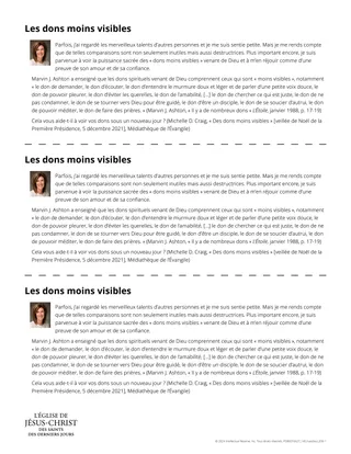 Document à distribuer : « Des dons moins visibles »