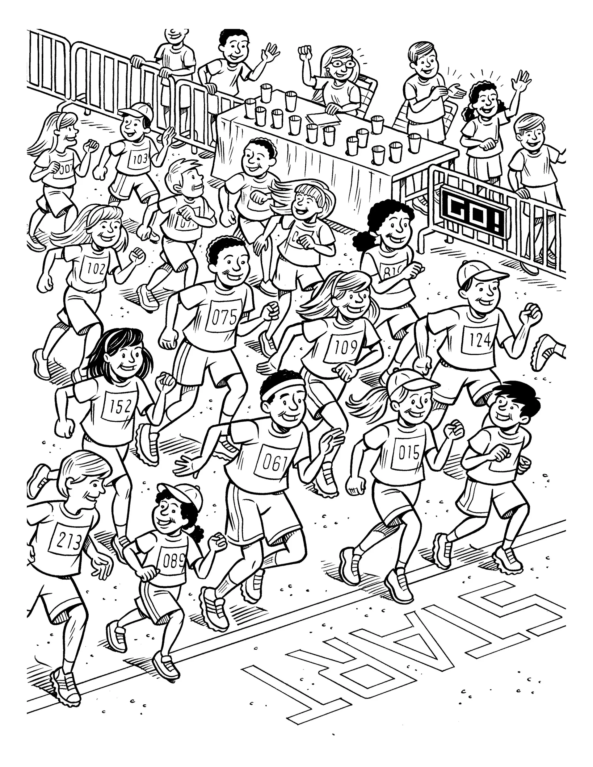 A large group of people beginning a race.