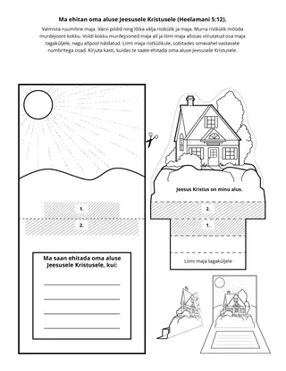 tegevusleht: ma ehitan oma aluse Jeesusele Kristusele