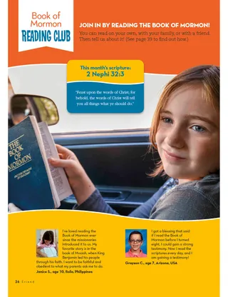 picture of a girl reading Book of Mormon