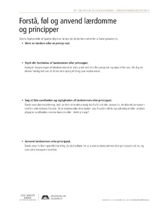 uddelingsark, Forstå, føl og anvend lærdomme og principper