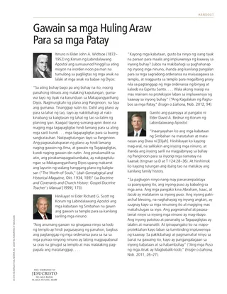 handout, Latter-day Work for the Dead