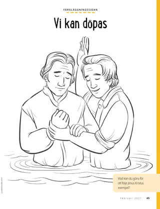 coloring page of Joseph Smith being baptized