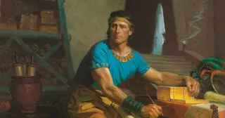 Mormon skriver på guldplader