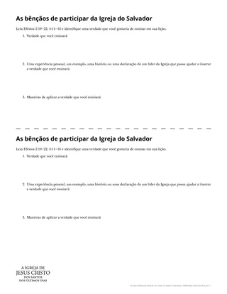 Material complementar: As bênçãos de participar da Igreja do Salvador