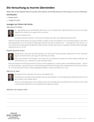 Die Versuchung zu murren überwinden