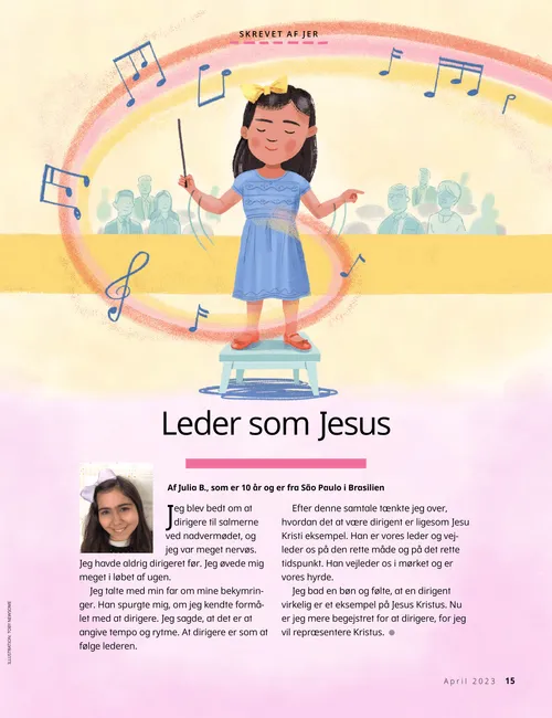 PDF-side med en illustration af en pige, der dirigerer musik