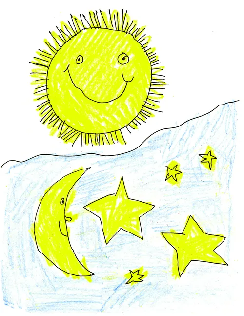 Creation picture, sun, moon, stars