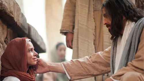 Jesus Christ with woman He healed