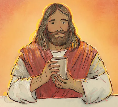 Jesus holding cup