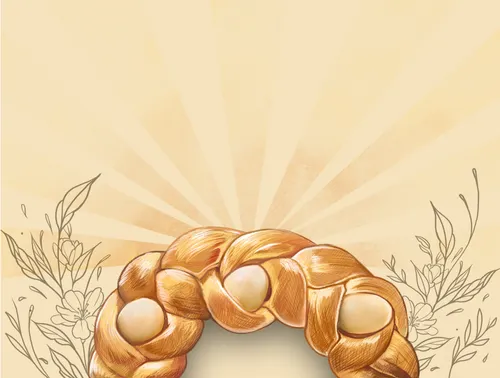 braided bread and eggs