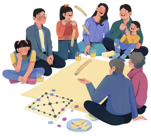 Family playing a game