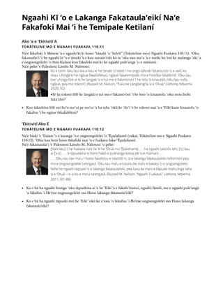 Ngaahi Kī ʻo e Lakanga Fakataulaʻeikí Naʻe Fakafoki Mai ʻi he Temipale Ketilaní