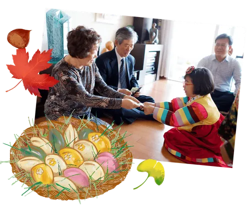 Family celebrating the harvest festival
