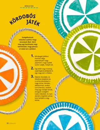 színes papírtányérok és kötél