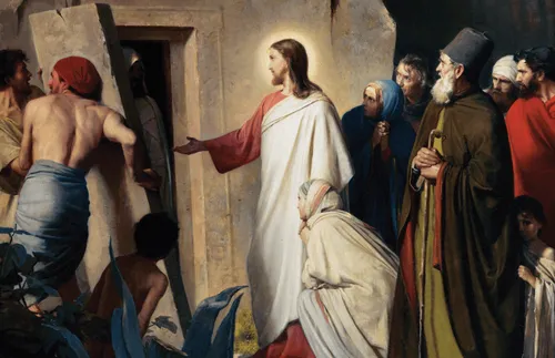 耶稣在坟墓外伸出手来