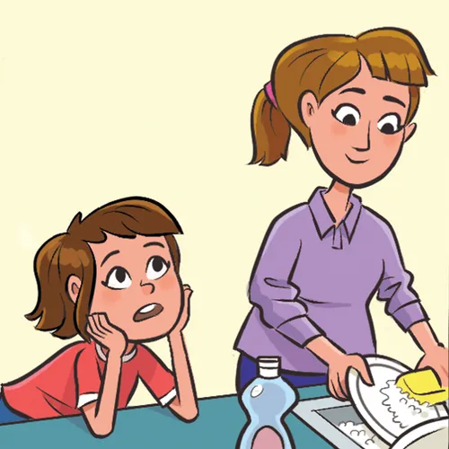 young woman talking to mother