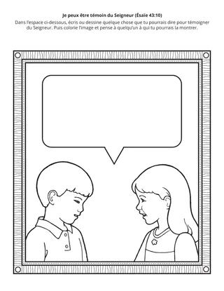 page d’activité : je serai témoin du Seigneur