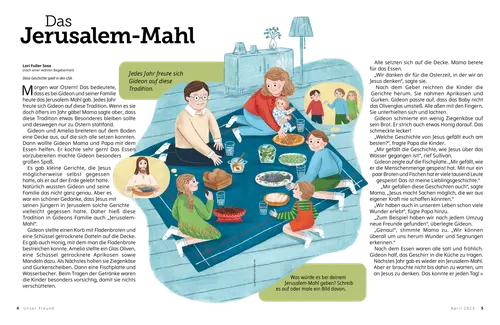 PDF: Eine Familie sitzt auf dem Fußboden auf einer Decke, auf der auch verschiedene Speisen stehen