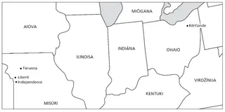 karte, no Ohaio līdz Misūri