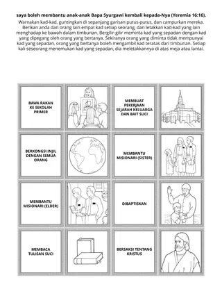 Halaman aktiviti Sekolah Primer: Saya dapat membantu anak-anak Bapa Syurgawi kembali kepada-Nya