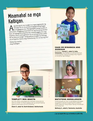 boy from Venezuela holding Spanish copy of Friend