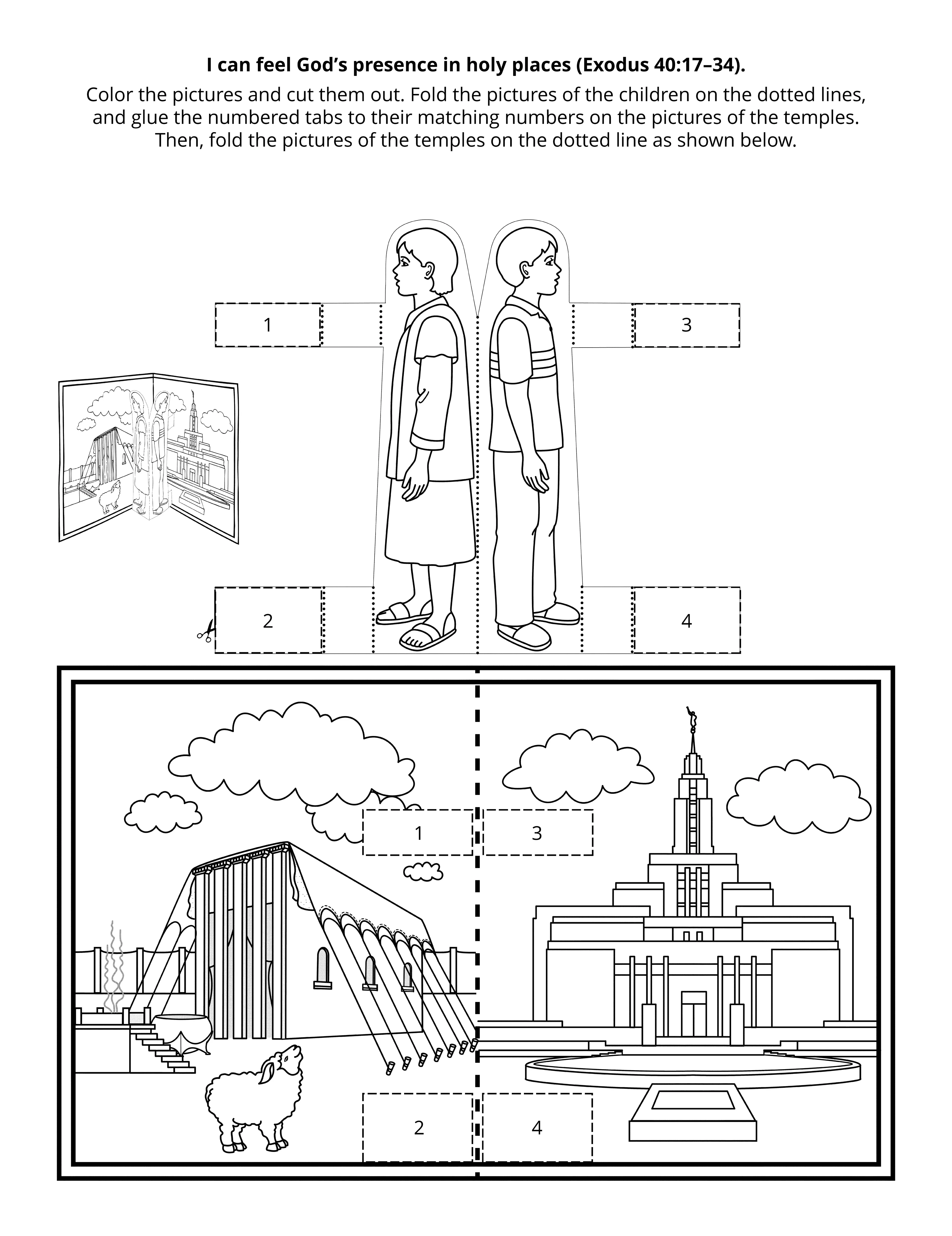 "I can feel God's presence in holy places" activity page.