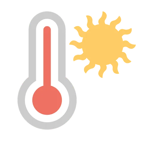 sunny graphic with high thermostat
