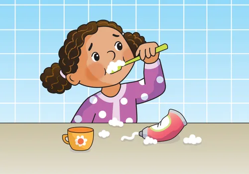 girl brushing teeth
