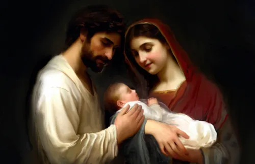 Mary and Joseph with the baby Jesus