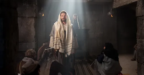 Jesus teaching in a synagogue