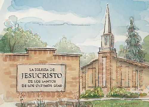 Church sign outside chapel