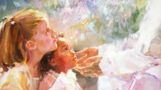 Jesus holding little children