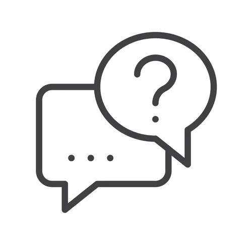 speech bubbles with an ellipsis and a question mark