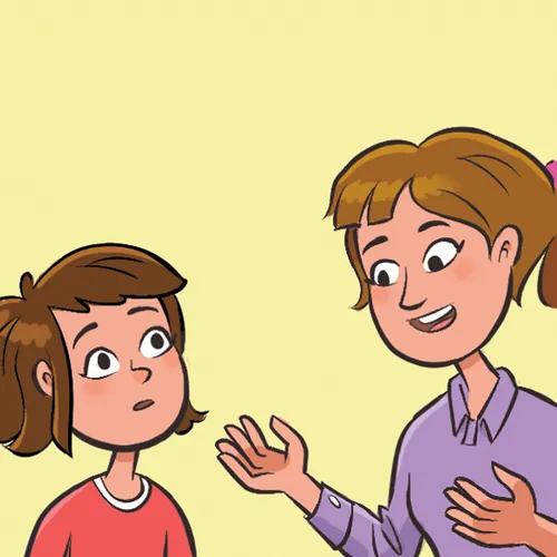 mother talking to daughter