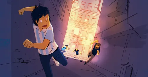 young man being chased in an alley