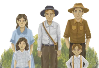 Ángel with his parents and siblings