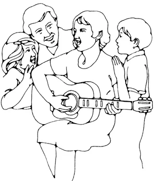 family playing guitar