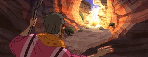 Moses seeing the Lord in in the burning bush