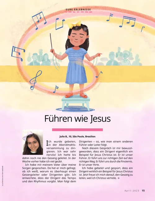 Artikel (PDF) mit einer Illustration von einem Mädchen, das dirigiert