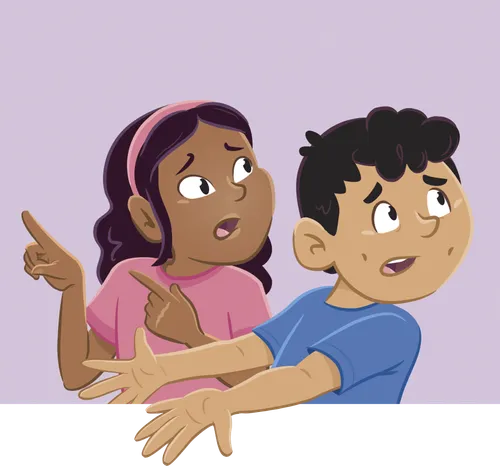 Margo and Paolo talking and gesturing