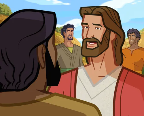 Jesus talking with Peter.