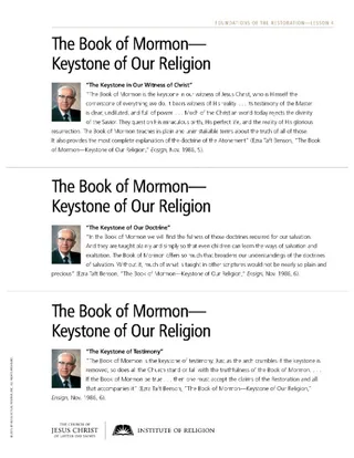 handout, Keystone of Our Religion