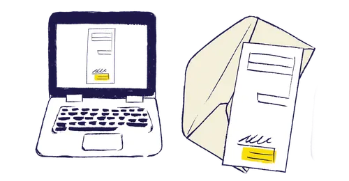 computer and tithing slip