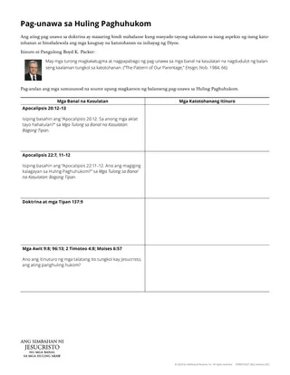 handout na Pag-unawa sa Huling Paghuhukom