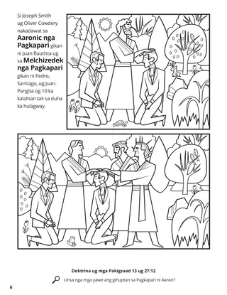 Restoration of the Aaronic and Melchizedek Priesthoods coloring page